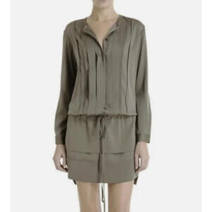 Diane von Furstenberg Francesca Taupe Silk Shirt Dress Size US 8
